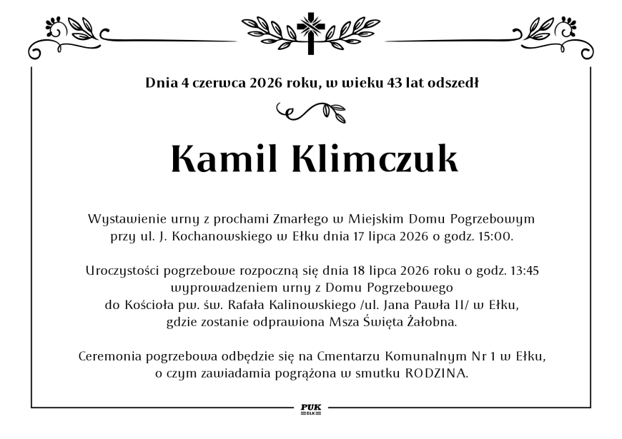 Kamil Klimczuk - nekrolog